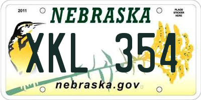 NE license plate XKL354
