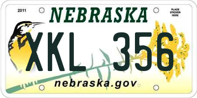 NE license plate XKL356
