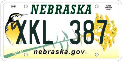 NE license plate XKL387