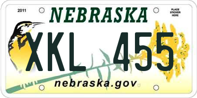 NE license plate XKL455