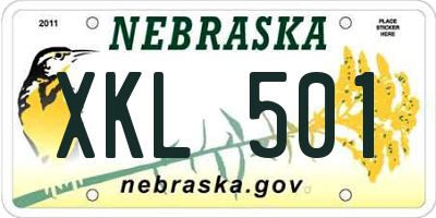 NE license plate XKL501