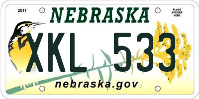 NE license plate XKL533