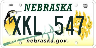 NE license plate XKL547