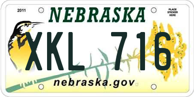 NE license plate XKL716