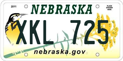 NE license plate XKL725