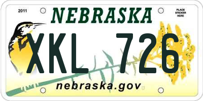 NE license plate XKL726