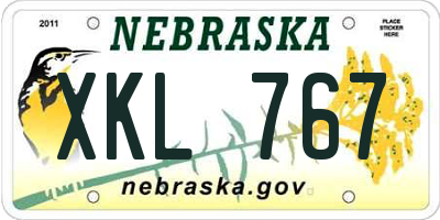 NE license plate XKL767