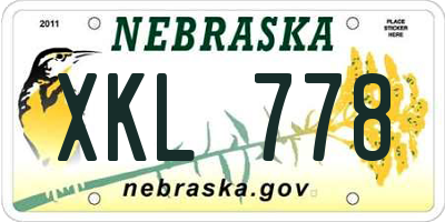 NE license plate XKL778