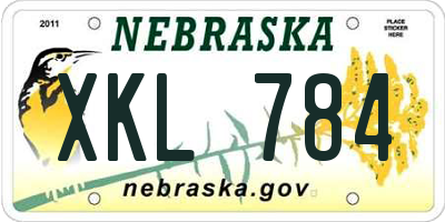 NE license plate XKL784