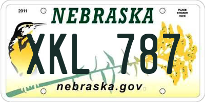 NE license plate XKL787