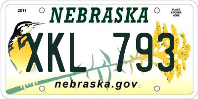 NE license plate XKL793