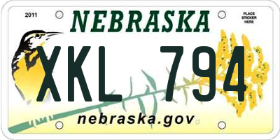 NE license plate XKL794