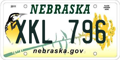 NE license plate XKL796