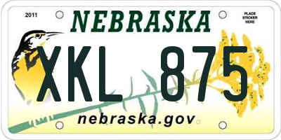 NE license plate XKL875