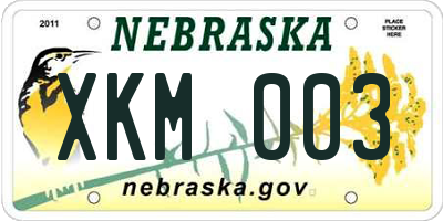 NE license plate XKM003