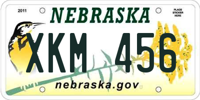 NE license plate XKM456