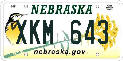 NE license plate XKM643