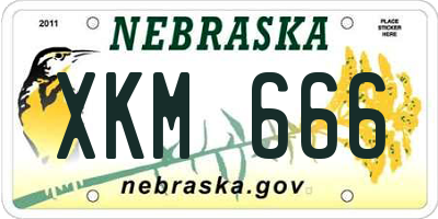 NE license plate XKM666