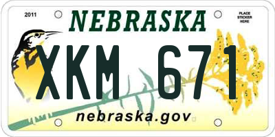 NE license plate XKM671