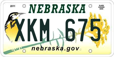 NE license plate XKM675