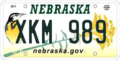 NE license plate XKM989