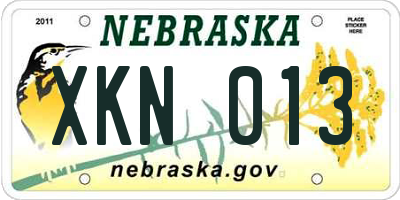 NE license plate XKN013