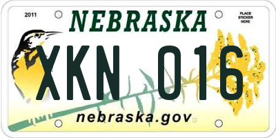 NE license plate XKN016