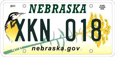 NE license plate XKN018