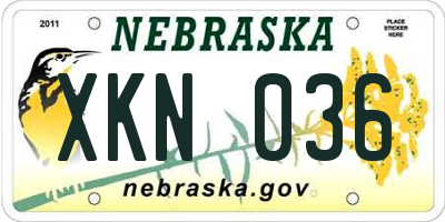 NE license plate XKN036