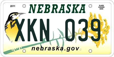NE license plate XKN039