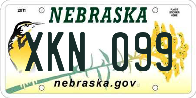 NE license plate XKN099