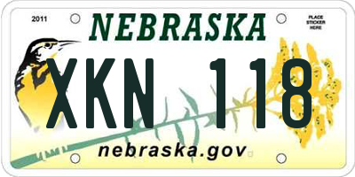 NE license plate XKN118