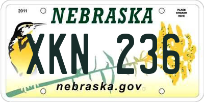 NE license plate XKN236