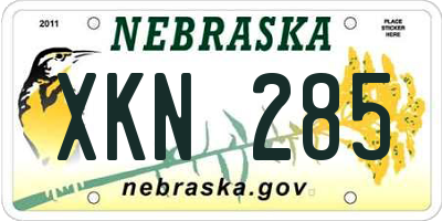 NE license plate XKN285