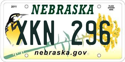 NE license plate XKN296