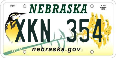 NE license plate XKN354
