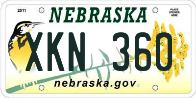 NE license plate XKN360
