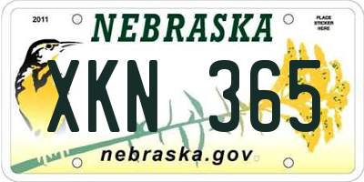 NE license plate XKN365