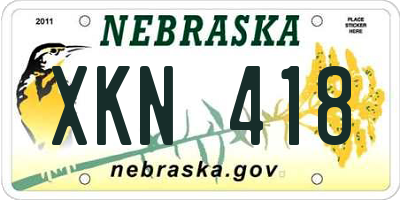 NE license plate XKN418