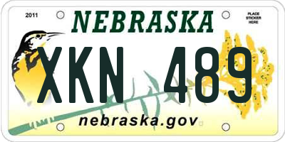 NE license plate XKN489