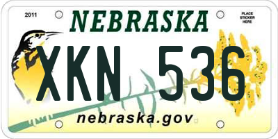 NE license plate XKN536