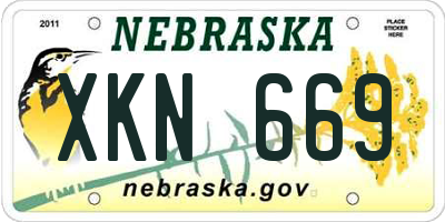 NE license plate XKN669