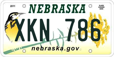 NE license plate XKN786