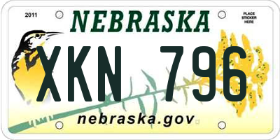 NE license plate XKN796