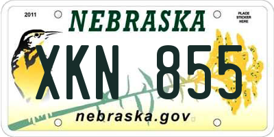 NE license plate XKN855