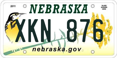 NE license plate XKN876