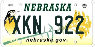 NE license plate XKN922