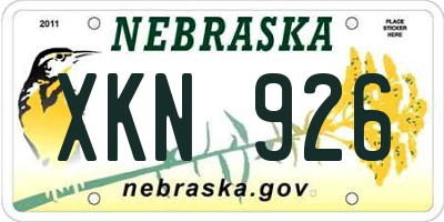 NE license plate XKN926
