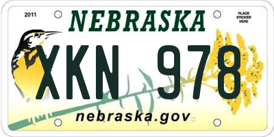 NE license plate XKN978