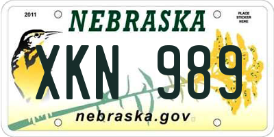 NE license plate XKN989